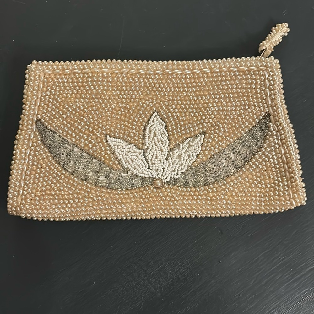 Vintage 1950’s John Wind beaded pearl clutch bag